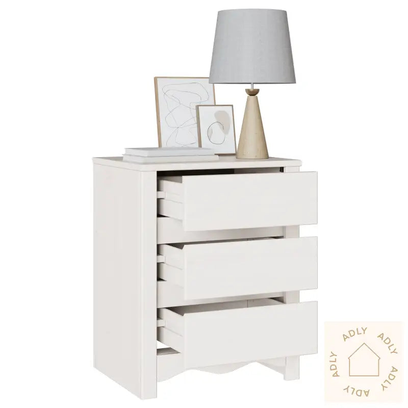 Nattbord &quot;Drammen&quot; Hvit 45X35X56 Cm Massivt Tre Furu