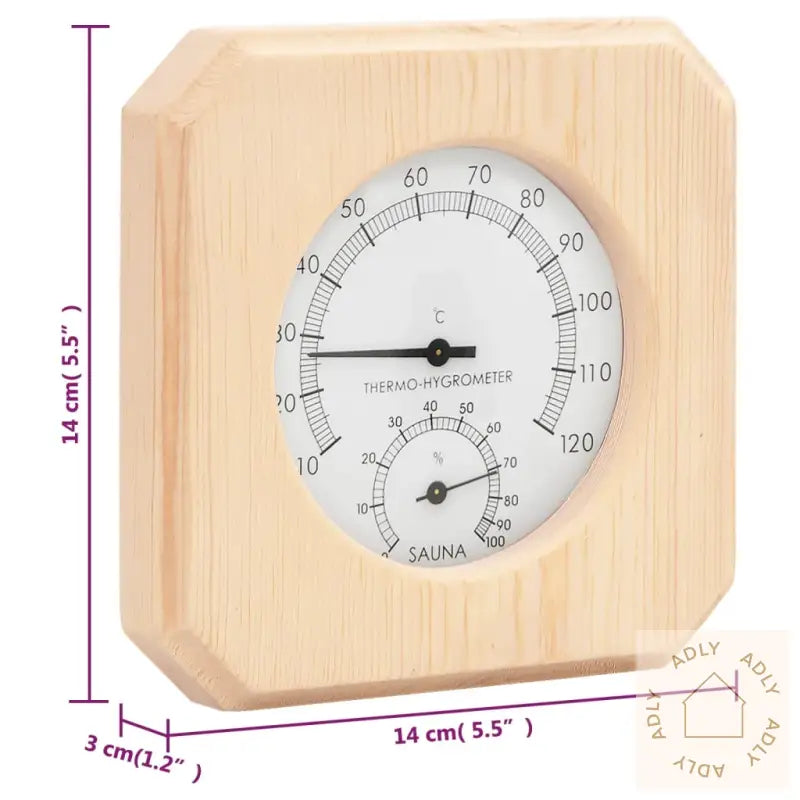 2-I-1 Hygrometer Og Timeglass Til Badstue Heltre Furu