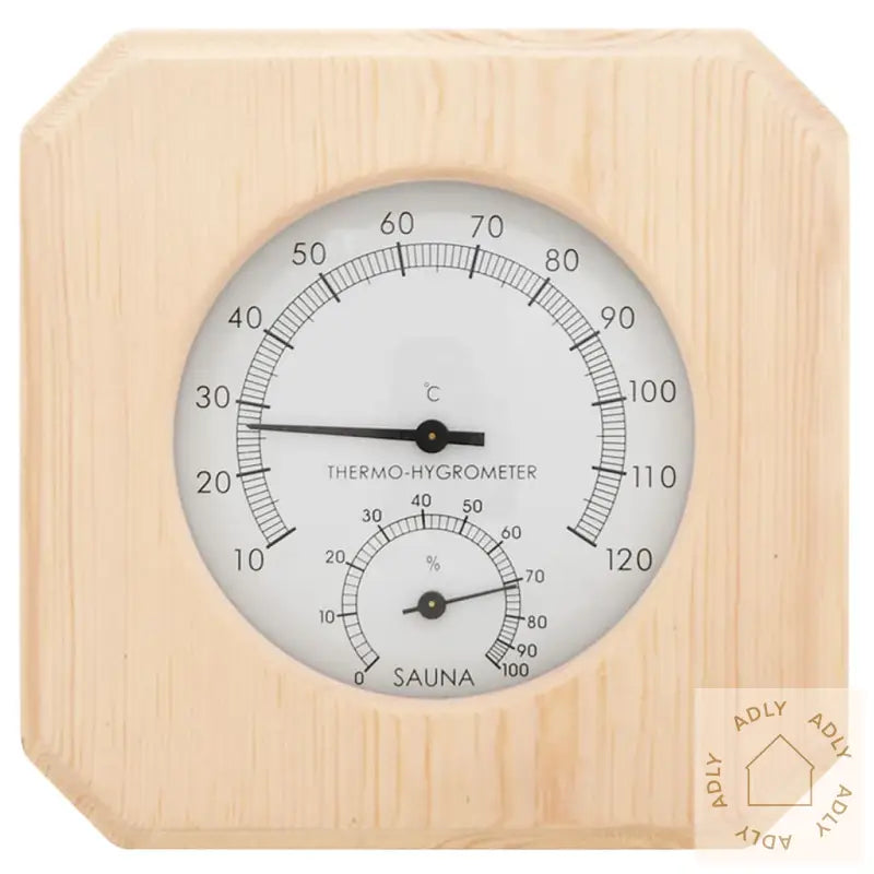 2-I-1 Hygrometer Og Timeglass Til Badstue Heltre Furu