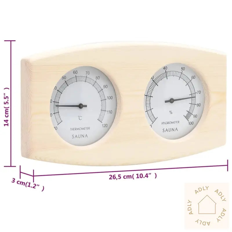 2-I-1 Hygrometer Og Timeglass Til Badstue Heltre Furu