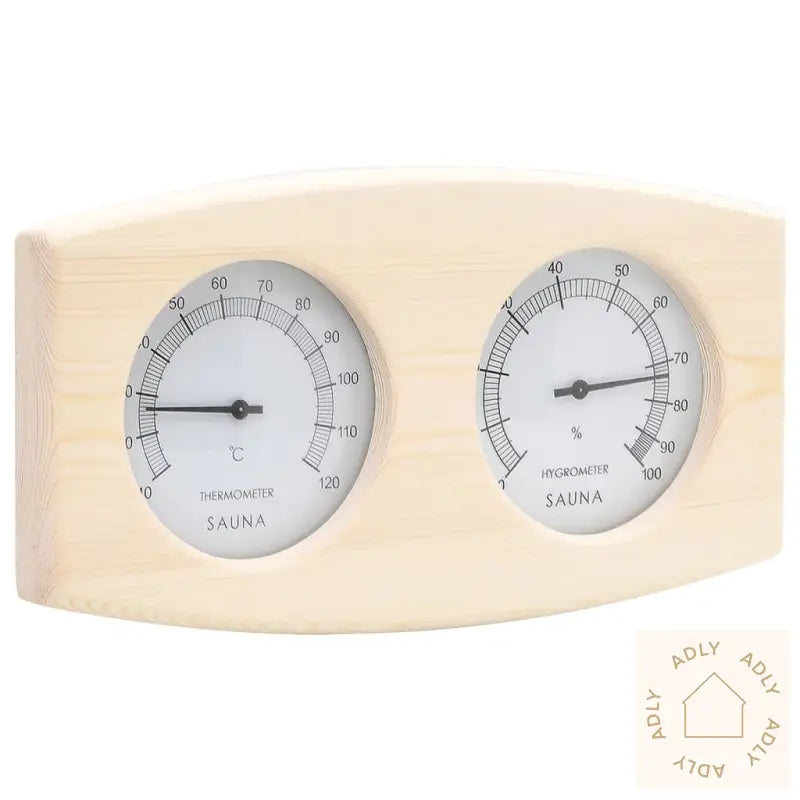 2-I-1 Hygrometer Og Timeglass Til Badstue Heltre Furu