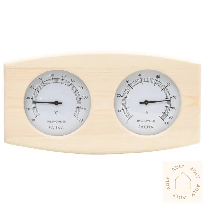 2-I-1 Hygrometer Og Timeglass Til Badstue Heltre Furu