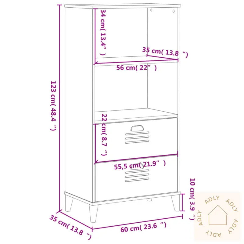 Bokhylle Viken Svart 60X35X123 Cm Konstruert Tre