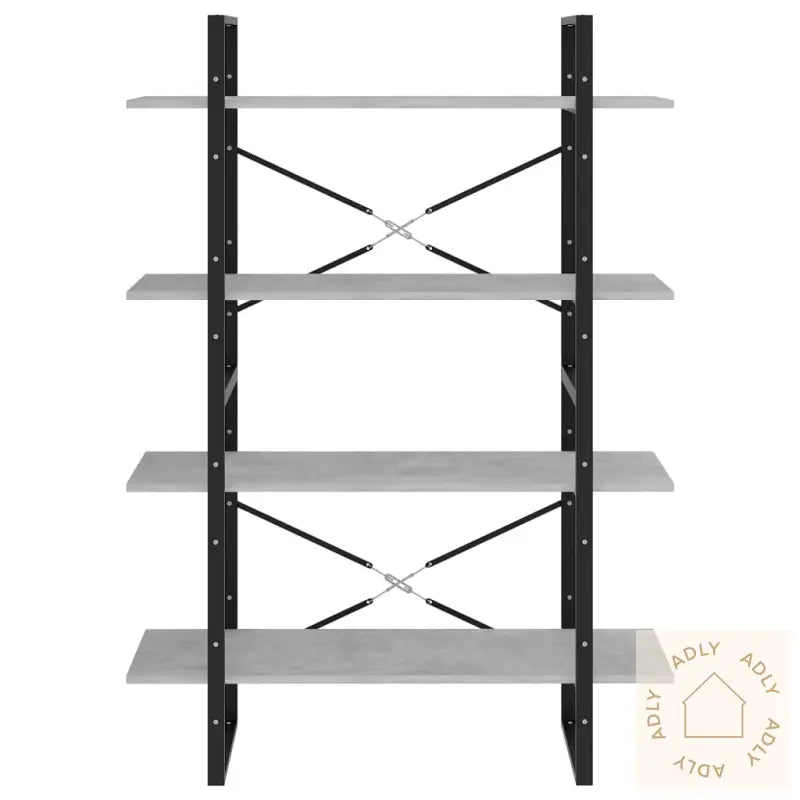 Bokhylle 4 Nivåer Betonggrå 100X30X140 Cm Konstruert Tre