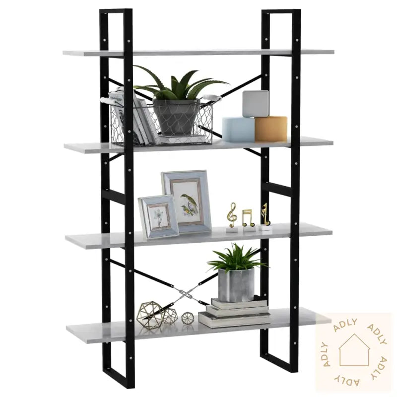 Bokhylle 4 Nivåer Betonggrå 100X30X140 Cm Konstruert Tre