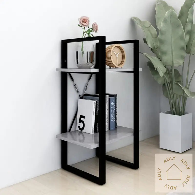 Bokhylle 2 Nivåer Betonggrå 40X30X70 Cm Konstruert Tre