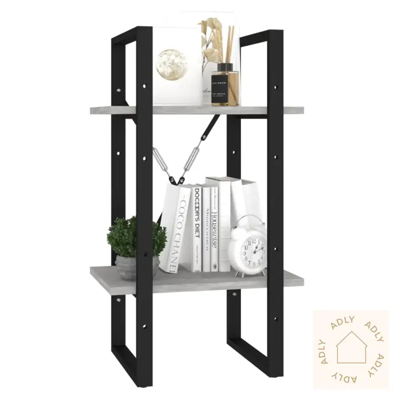 Bokhylle 2 Nivåer Betonggrå 40X30X70 Cm Konstruert Tre