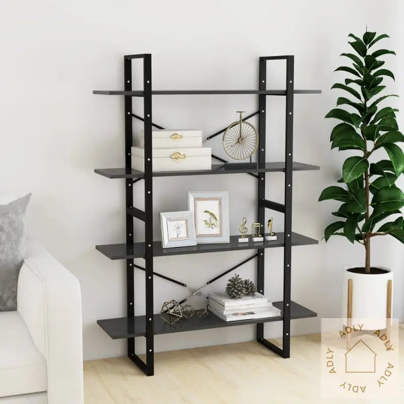 Bokhylle 4 Nivåer Grå 100X30X140 Cm Konstruert Tre