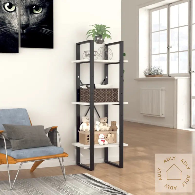 Bokhylle 3 Nivåer Hvit 40X30X105 Cm Konstruert Tre
