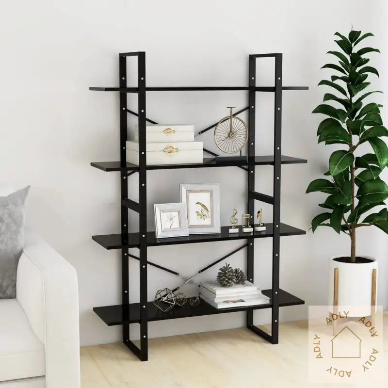 Bokhylle 4 Nivåer Svart 100X30X140 Cm Konstruert Tre