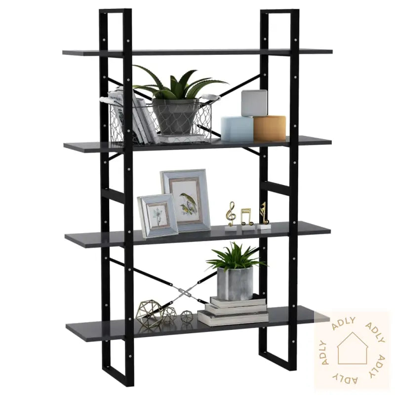 Bokhylle 4 Nivåer Grå 100X30X140 Cm Konstruert Tre