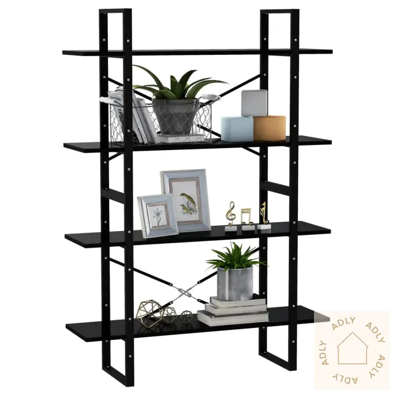 Bokhylle 4 Nivåer Svart 100X30X140 Cm Konstruert Tre