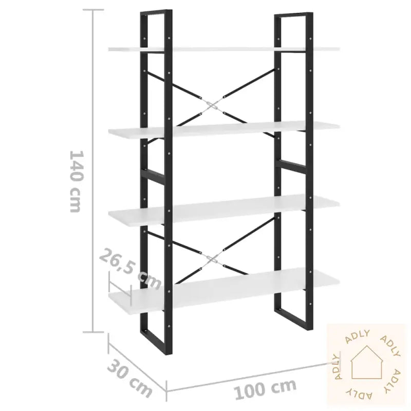 Bokhylle 4 Nivåer Hvit 100X30X140 Cm Konstruert Tre