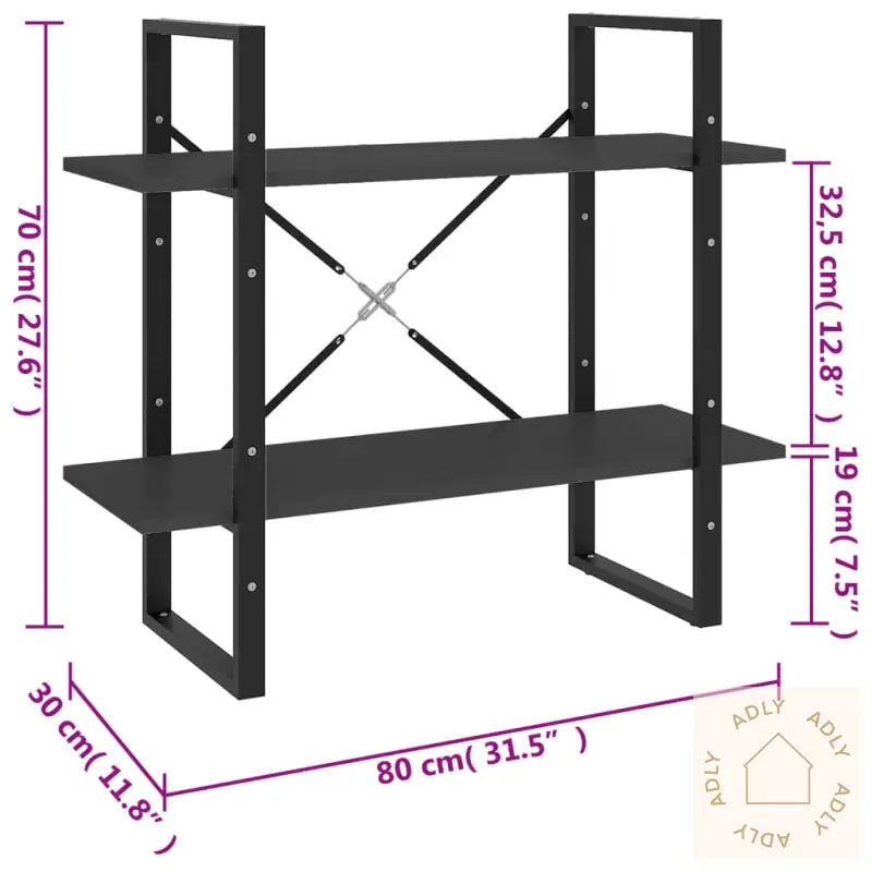 Bokhylle 2 Nivåer Grå 80X30X70 Cm Konstruert Tre