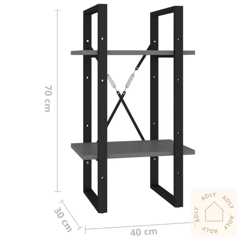 Bokhylle 2 Nivåer Grå 40X30X70 Cm Konstruert Tre