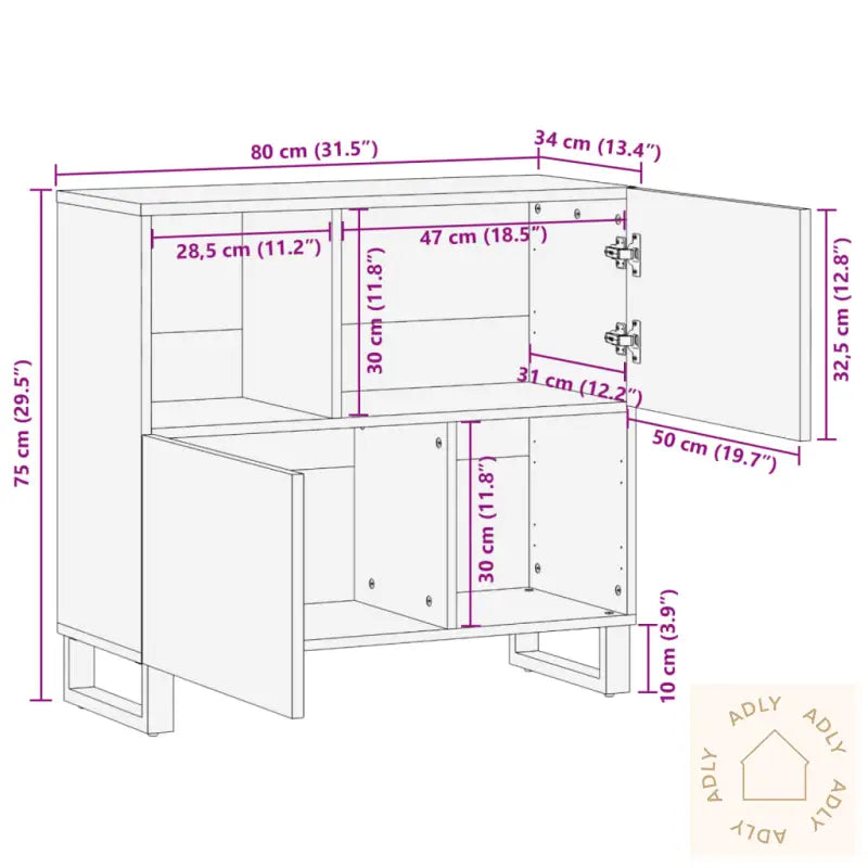 Skjenk 80X34X75 Cm Heltre Mango