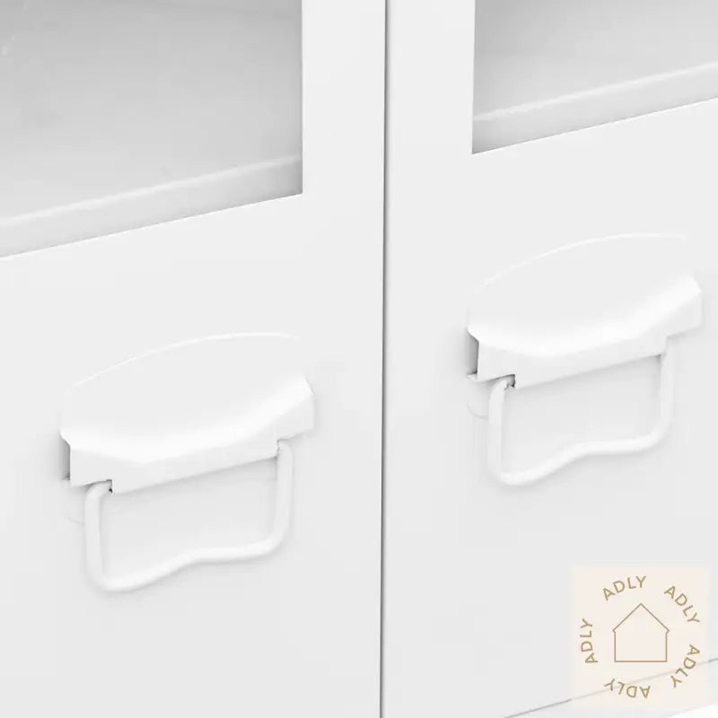 Industriell Skjenk Hvit 105X35X62 Cm Metall Og Glass