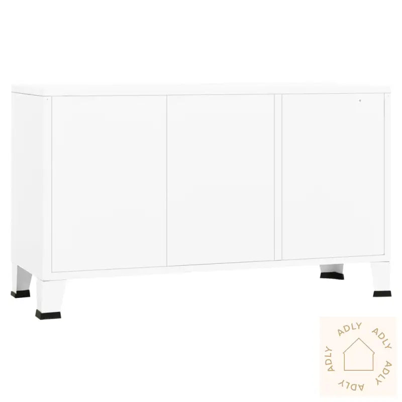 Industriell Skjenk Hvit 105X35X62 Cm Metall Og Glass