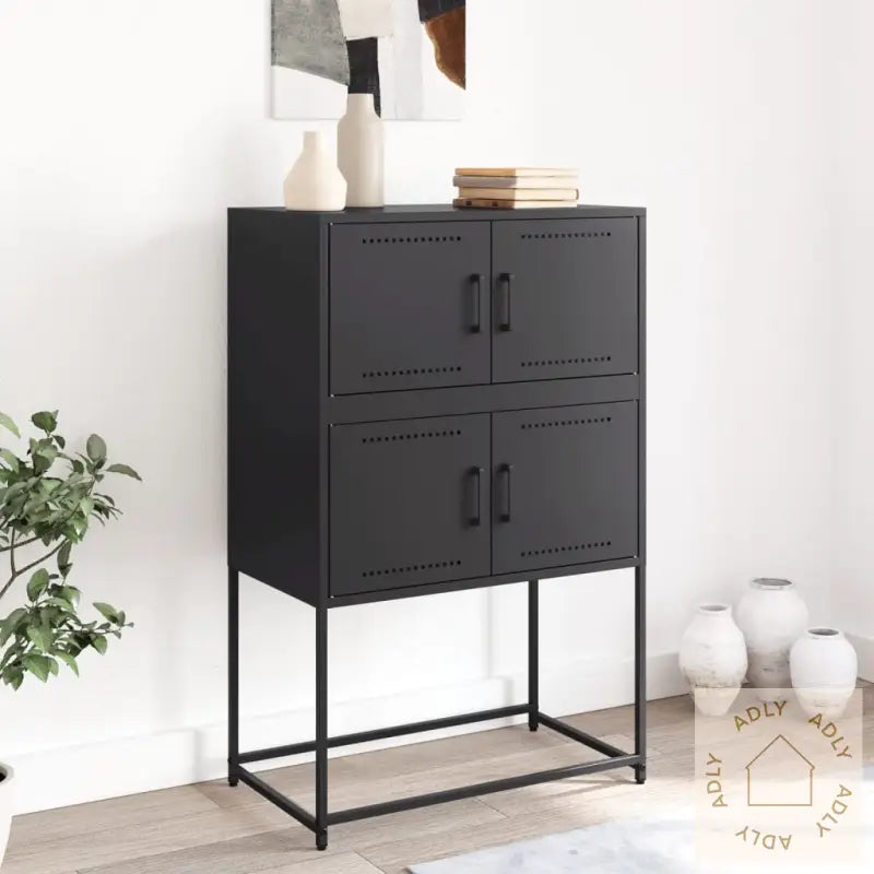 Skjenk Svart 68,5X38,5X107 Cm Stål