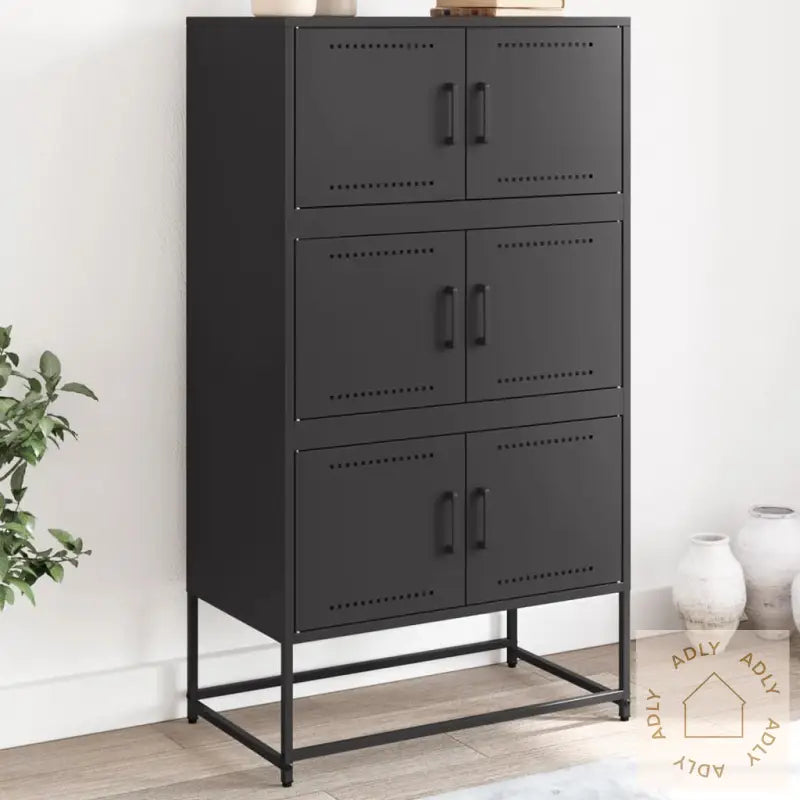 Skjenk Svart 68,5X38,5X123,5 Cm Stål