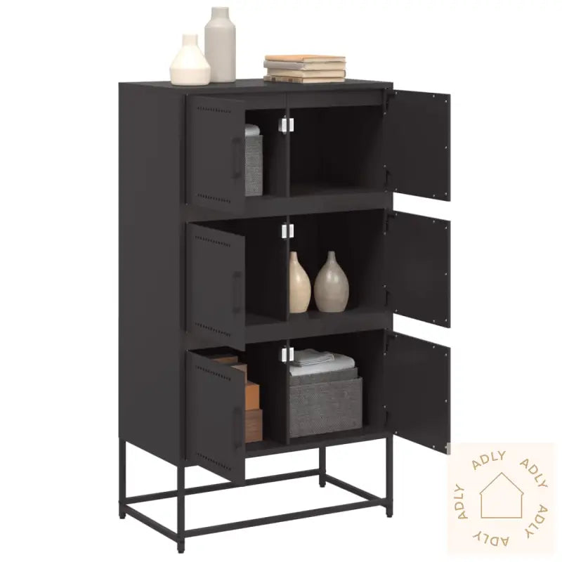 Skjenk Svart 68,5X38,5X123,5 Cm Stål