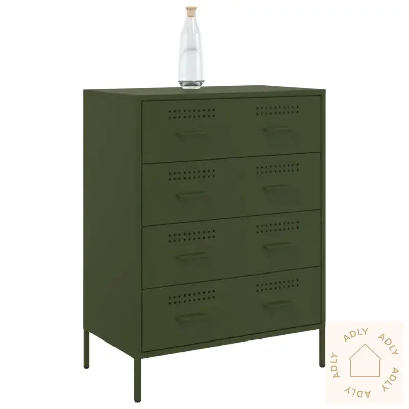 Skjenk Olivengrønn 68X39X89 Cm Stål