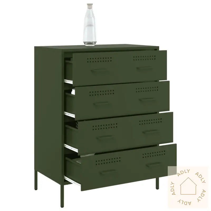 Skjenk Olivengrønn 68X39X89 Cm Stål