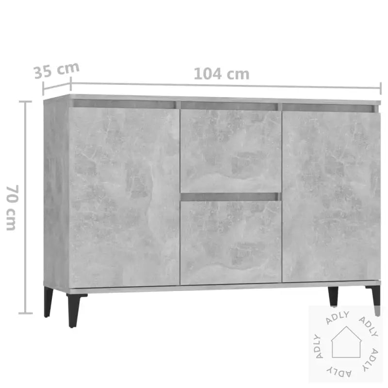 Skjenk Grå 104X35X70 Cm Konstruert Tre