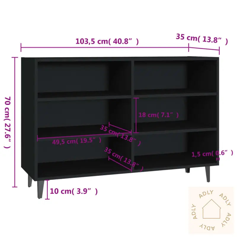 Skjenk Svart 103,5X35X70 Cm Konstruert Tre