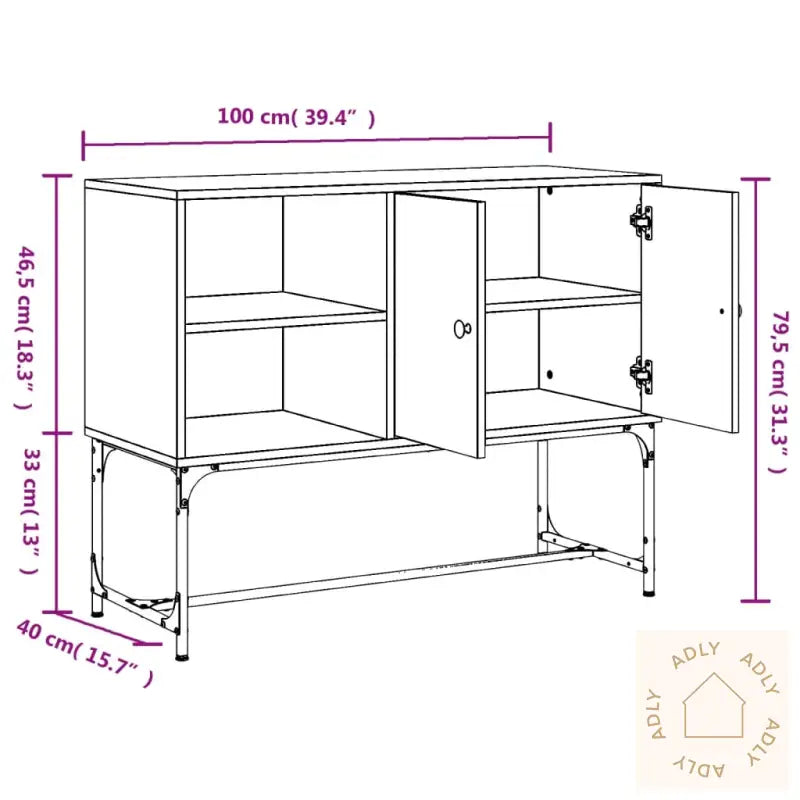 Skjenk Røkt Eik 100X40X79,5 Cm Konstruert Tre