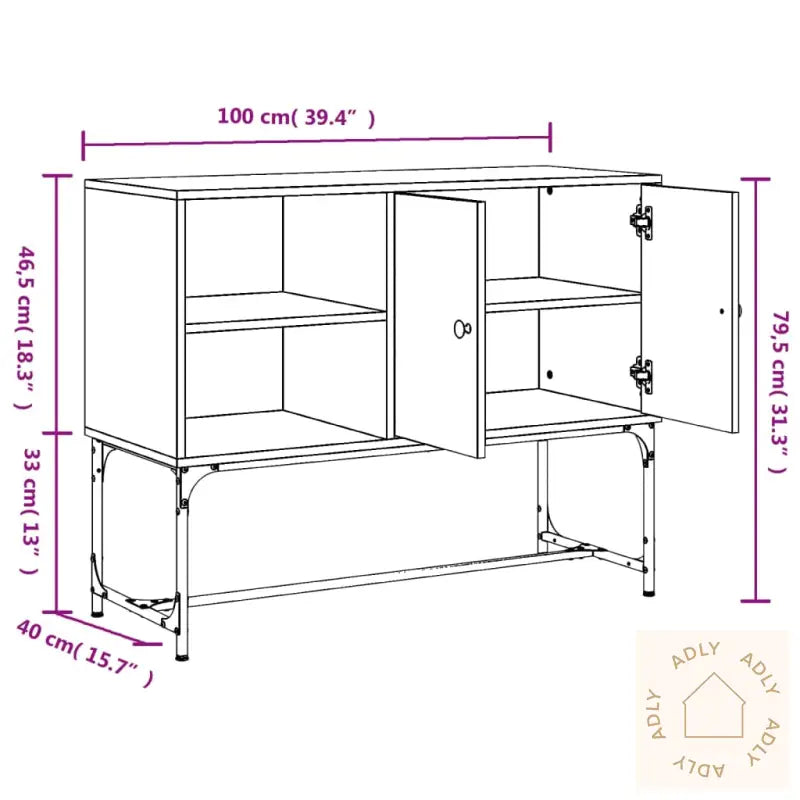 Skjenk Svart 100X40X79,5 Cm Konstruert Tre