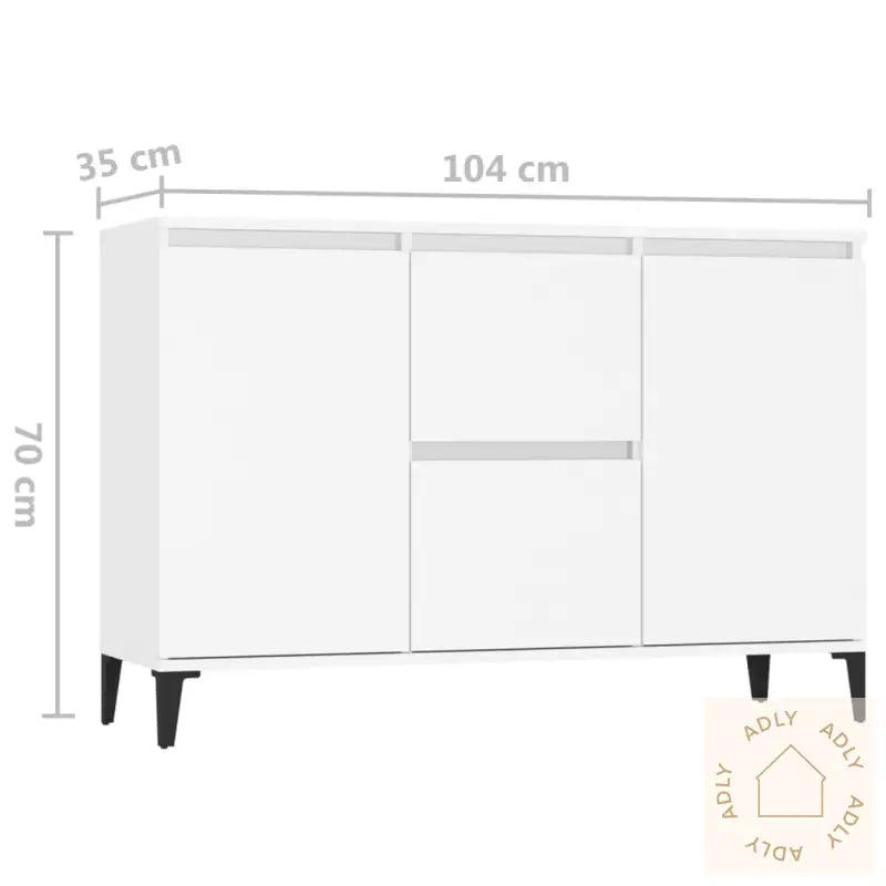 Skjenk Hvit 104X35X70 Cm Konstruert Tre
