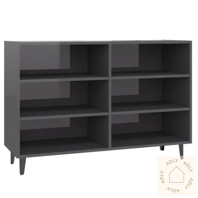 Skjenk Høyglans Grå 103,5X35X70 Cm Konstruert Tre
