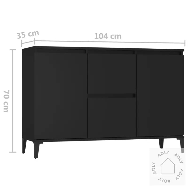 Skjenk Svart Eik 104X35X70 Cm Konstruert Tre