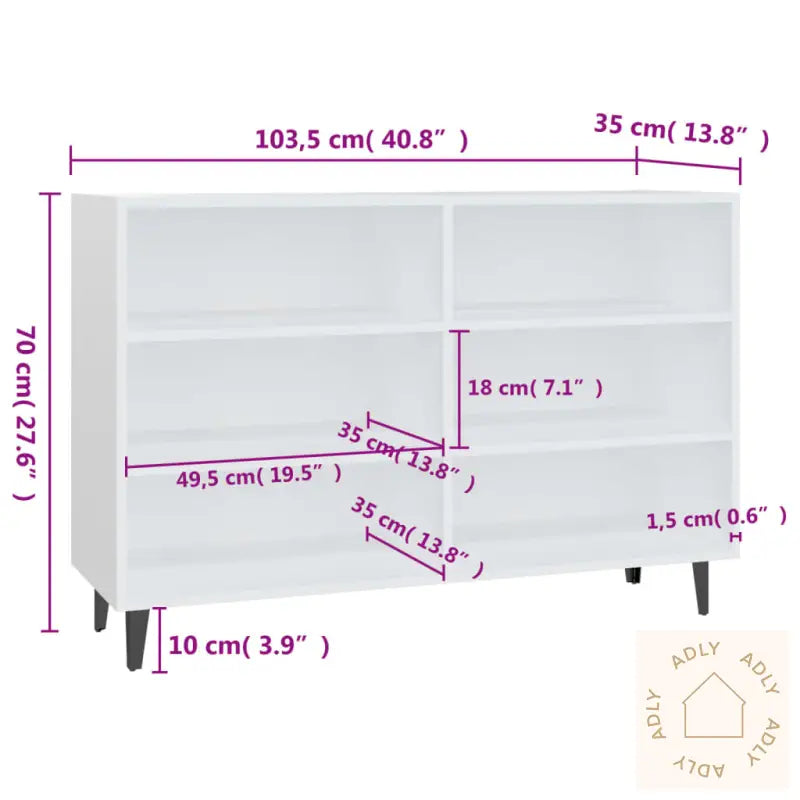 Skjenk Hvit 103,5X35X70 Cm Konstruert Tre