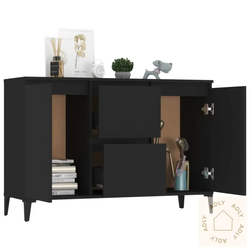 Skjenk Svart Eik 104X35X70 Cm Konstruert Tre