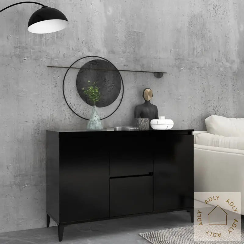 Skjenk Svart Eik 104X35X70 Cm Konstruert Tre