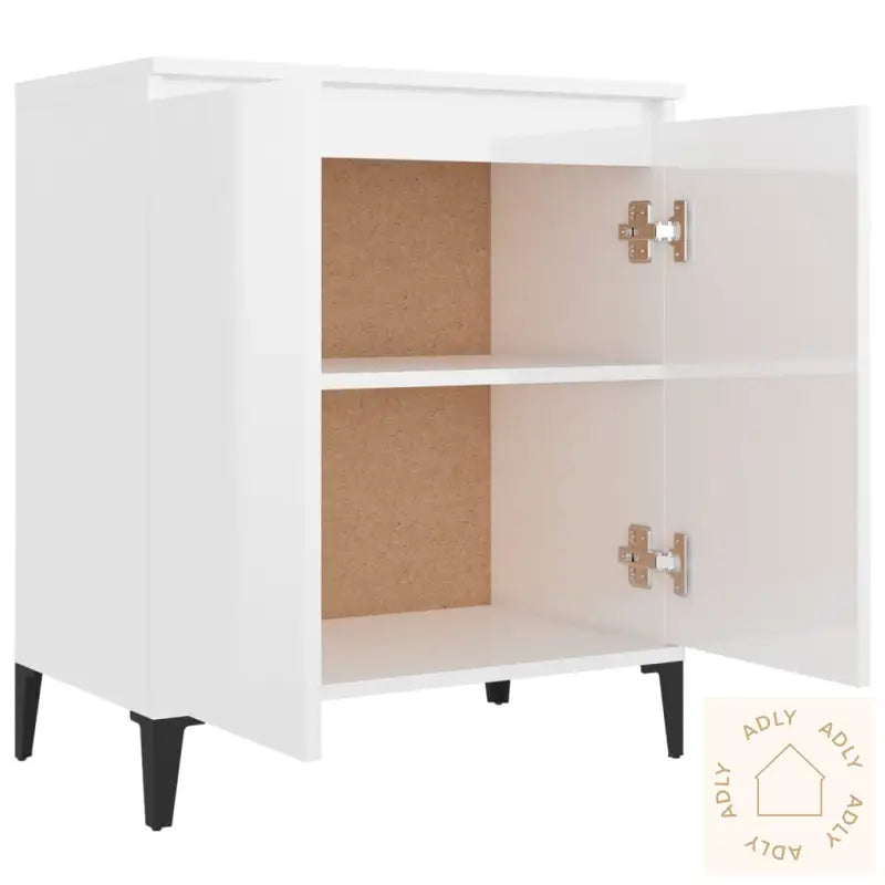 Skjenk Høyglans Hvit 60X35X70 Cm Konstruert Tre