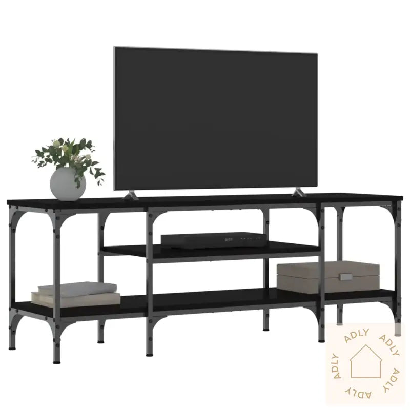 Tv-Benk Svart 121X35X45 Cm Konstruert Tre Og Jern