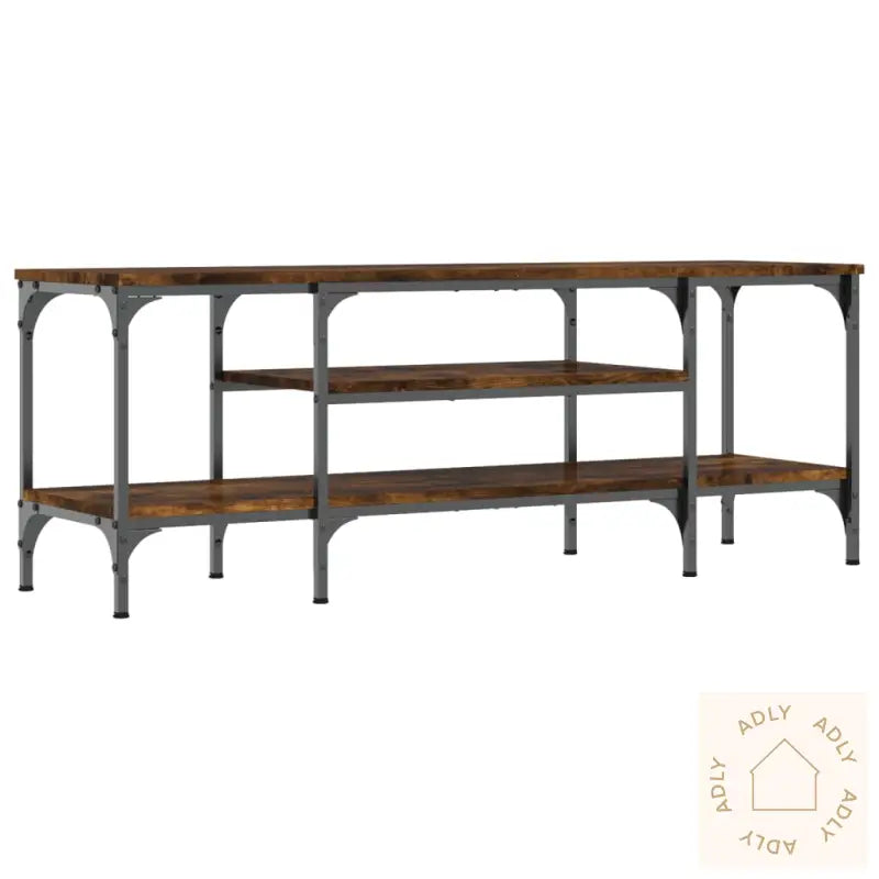 Tv-Benk Røkt Eik 121X35X45 Cm Konstruert Tre Og Jern