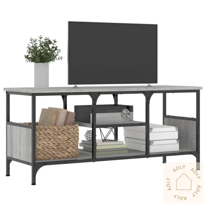 Tv-Benk Grå Sonoma 100X35X45 Cm Konstruert Tre Og Jern