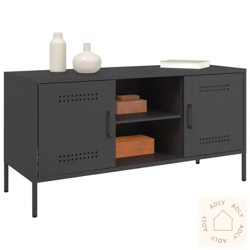 Tv-Benk Svart 100,5X39X50,5 Cm Stål