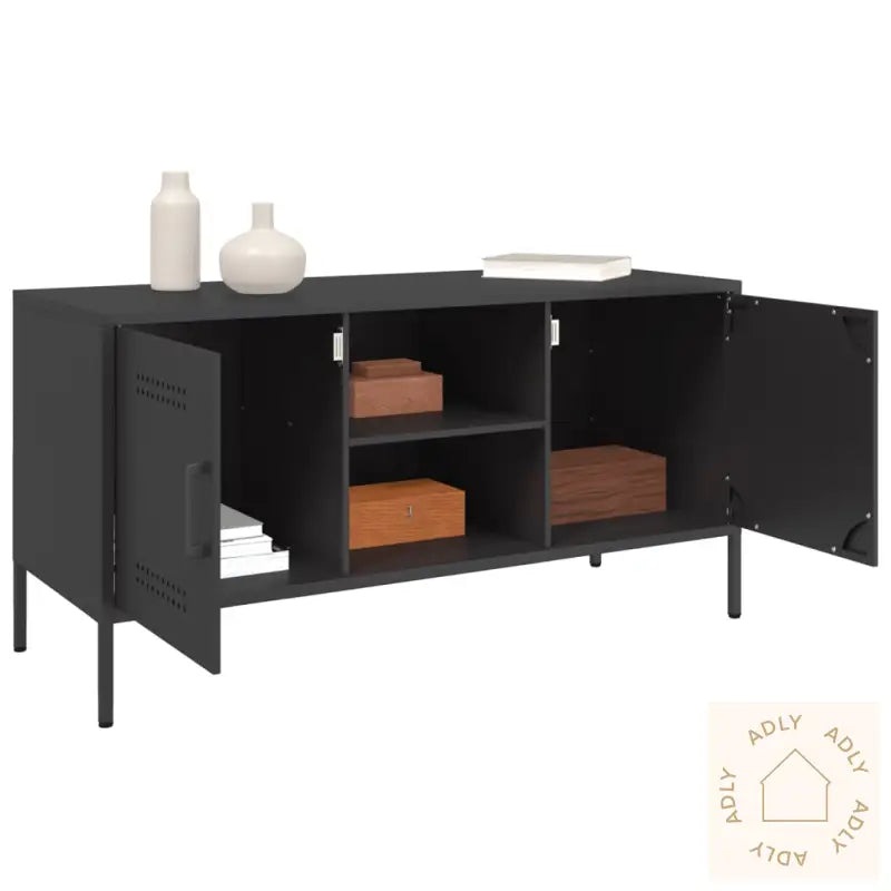 Tv-Benk Svart 100,5X39X50,5 Cm Stål