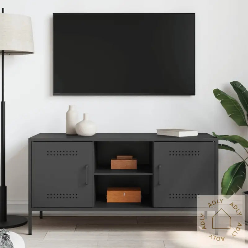 Tv-Benk Svart 100,5X39X50,5 Cm Stål