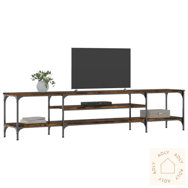 Tv-Benk Røkt Eik 201X35X45 Cm Konstruert Tre Og Jern