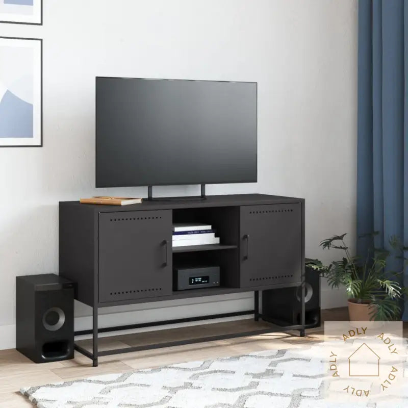 Tv-Benk Svart 100,5X39X60,5 Cm Stål