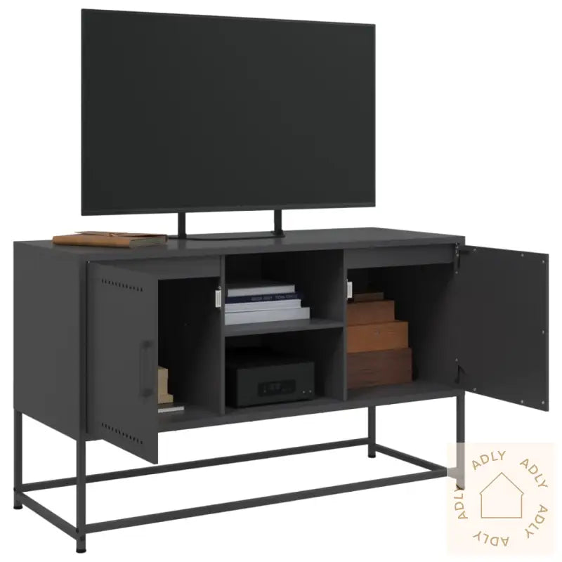 Tv-Benk Svart 100,5X39X60,5 Cm Stål