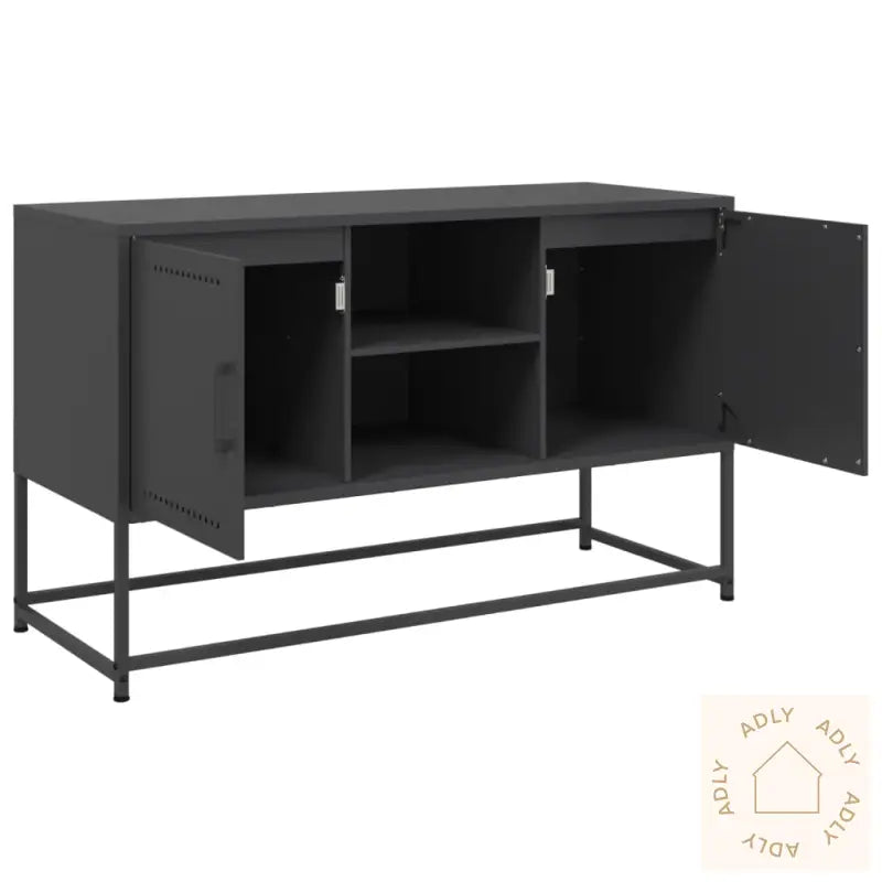 Tv-Benk Svart 100,5X39X60,5 Cm Stål