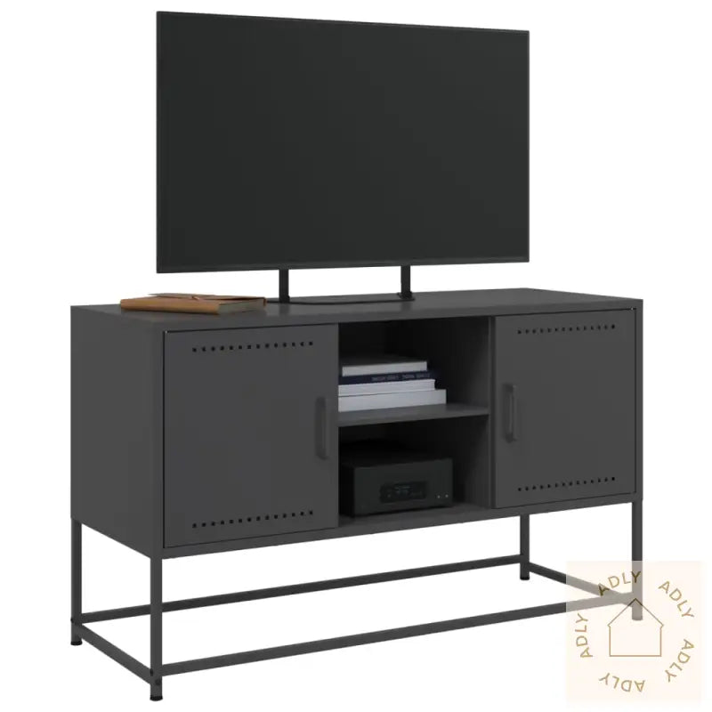 Tv-Benk Svart 100,5X39X60,5 Cm Stål