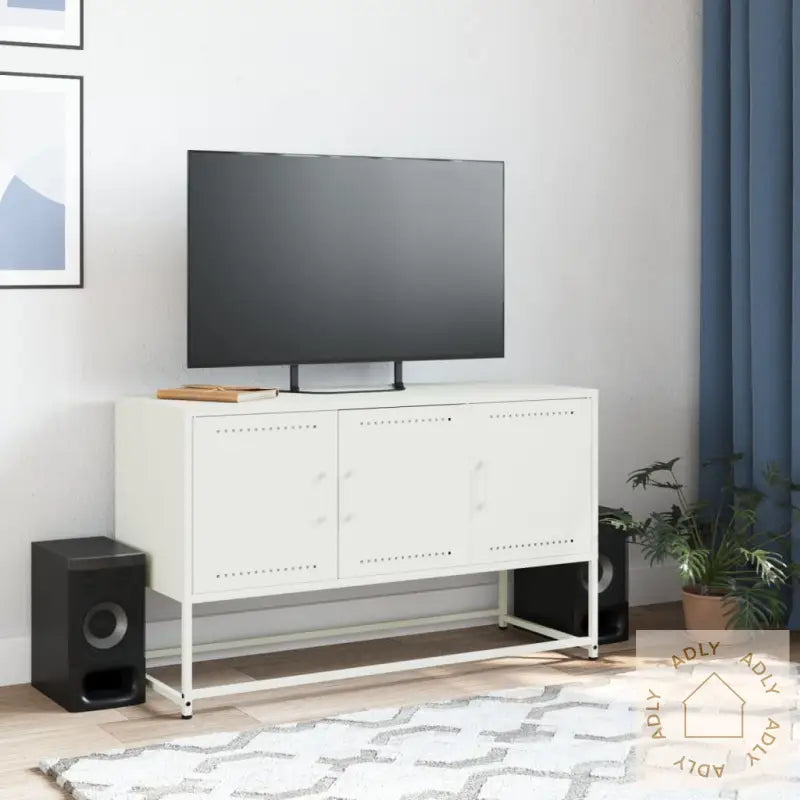 Tv-Benk Hvit 100,5X39X60,5 Cm Stål